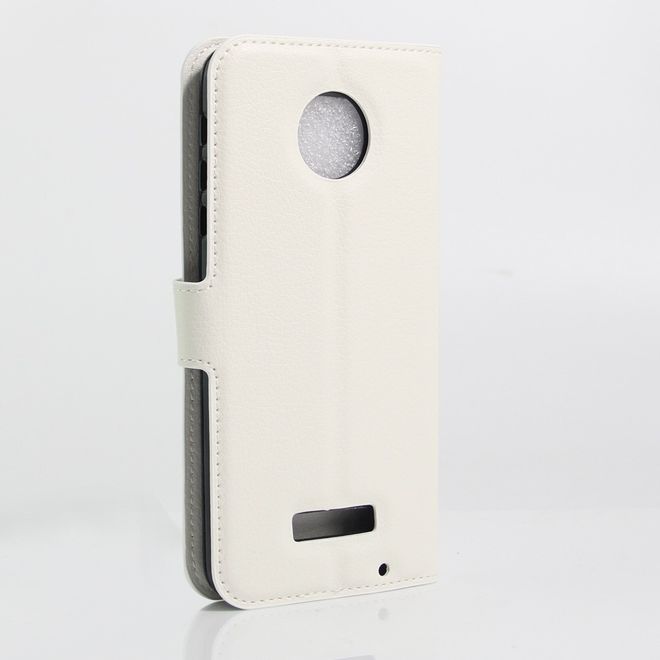 Motorola Moto Z Play Handyhülle - Cover aus Leder - mit Litchitextur - weiss