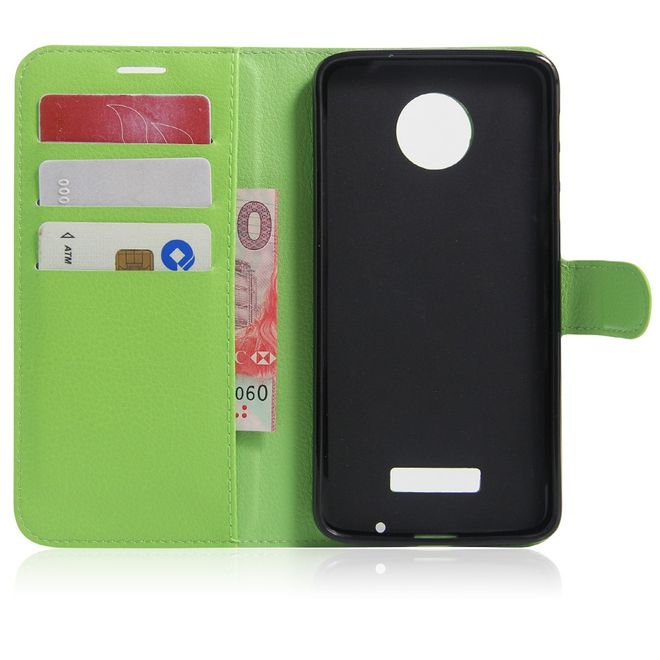 Motorola Moto Z Play Handyhülle - Cover aus Leder - mit Litchitextur - grün