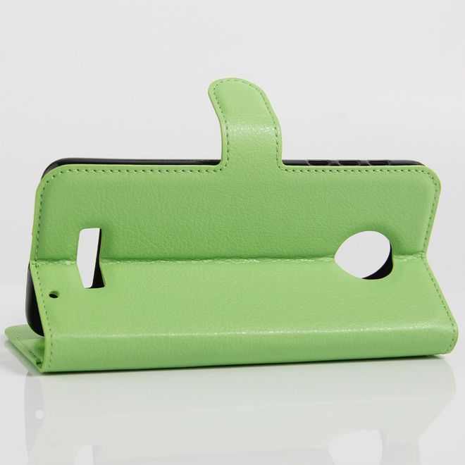 Motorola Moto Z Play Handyhülle - Cover aus Leder - mit Litchitextur - grün