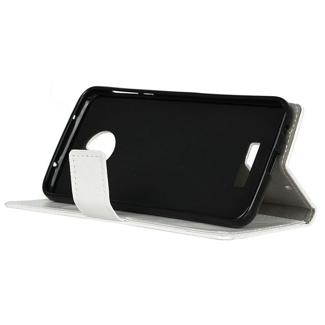 Handyhülle für Motorola Moto Z Play - Crazy Horse Leder Case - mit Magnetverschluss - weiss