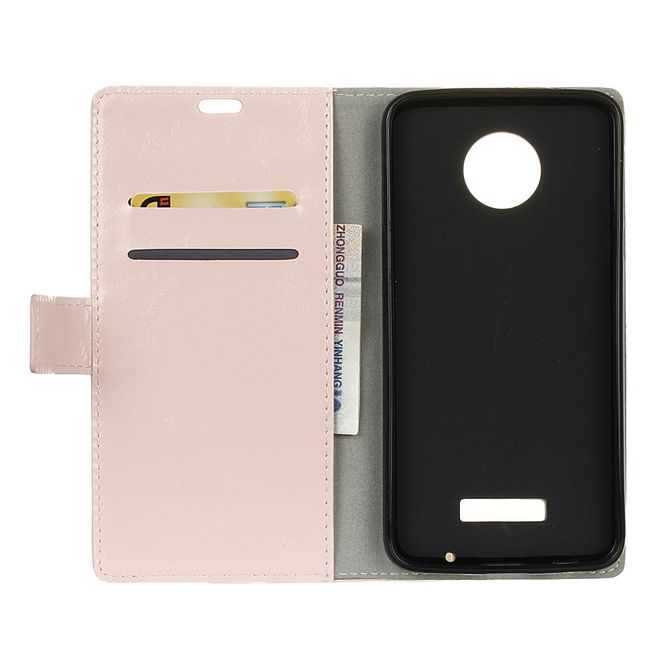 Handyhülle für Motorola Moto Z Play - Crazy Horse Leder Case - mit Magnetverschluss - pink