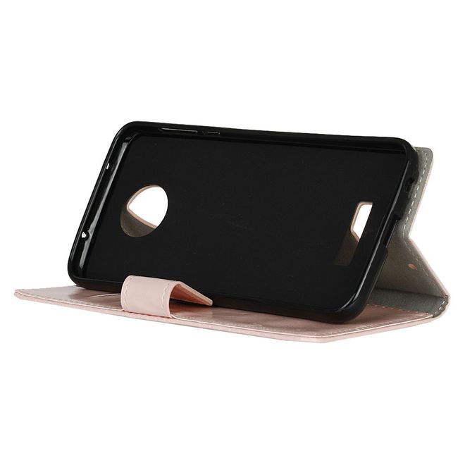 Handyhülle für Motorola Moto Z Play - Crazy Horse Leder Case - mit Magnetverschluss - pink