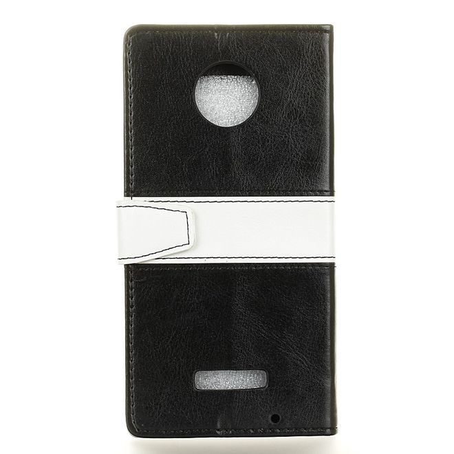 Motorola Moto Z Play Bookcover - Handyhülle aus Leder - mit farbigem Balken - schwarz
