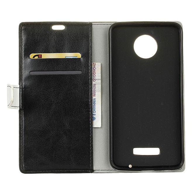 Motorola Moto Z Play Bookcover - Handyhülle aus Leder - mit farbigem Balken - schwarz