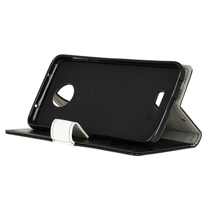 Motorola Moto Z Play Bookcover - Handyhülle aus Leder - mit farbigem Balken - schwarz