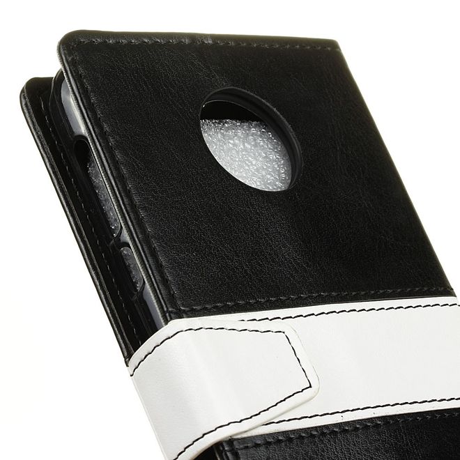 Motorola Moto Z Play Bookcover - Handyhülle aus Leder - mit farbigem Balken - schwarz