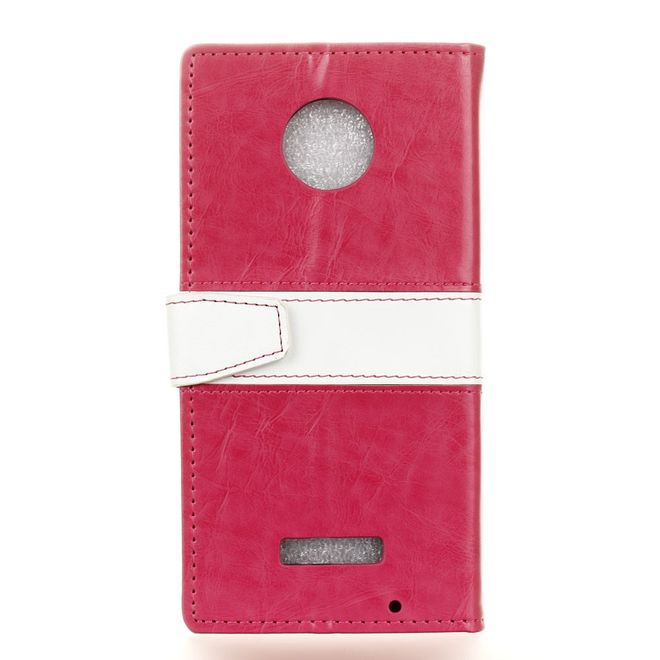Motorola Moto Z Play Bookcover - Handyhülle aus Leder - mit farbigem Balken - rosa