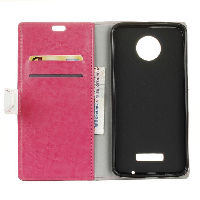Motorola Moto Z Play Bookcover - Handyhülle aus Leder - mit farbigem Balken - rosa