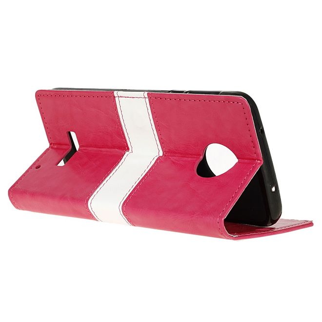 Motorola Moto Z Play Bookcover - Handyhülle aus Leder - mit farbigem Balken - rosa