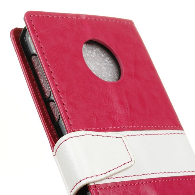 Motorola Moto Z Play Bookcover - Handyhülle aus Leder - mit farbigem Balken - rosa