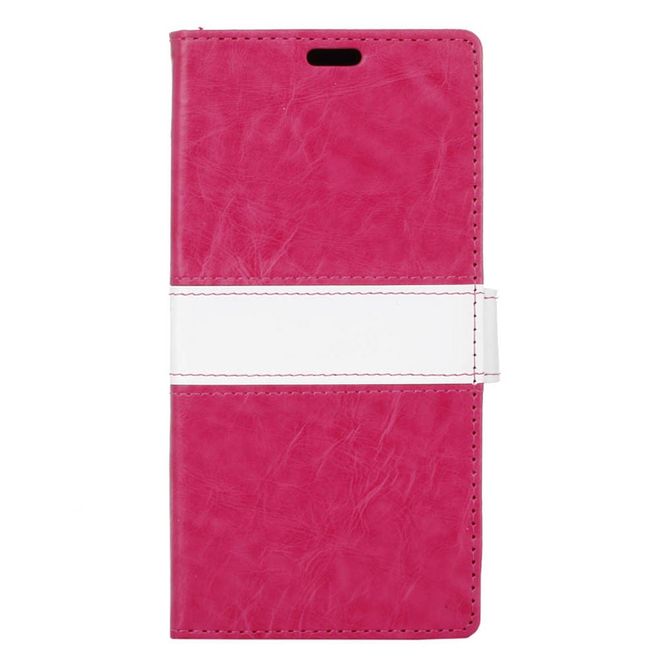 Motorola Moto Z Play Bookcover - Handyhülle aus Leder - mit farbigem Balken - rosa