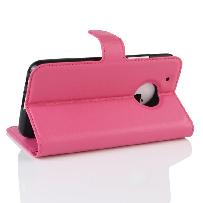 Étui pour Lenovo Moto G5 - Coque en cuir - Motif litchi - Rose