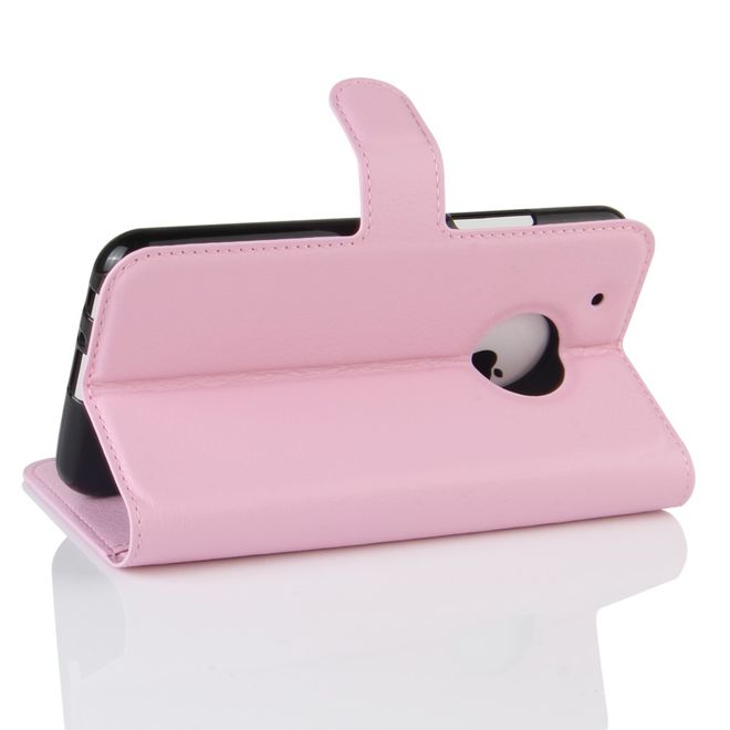 Étui pour Lenovo Moto G5 - Coque en cuir - Motif litchi - Rose