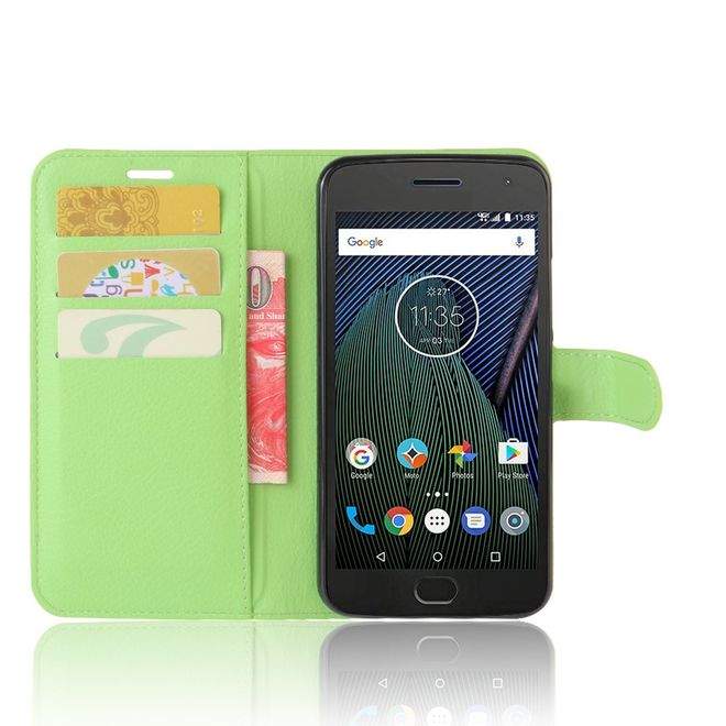 Étui pour Lenovo Moto G5 - Coque en cuir - Motif litchi - Vert
