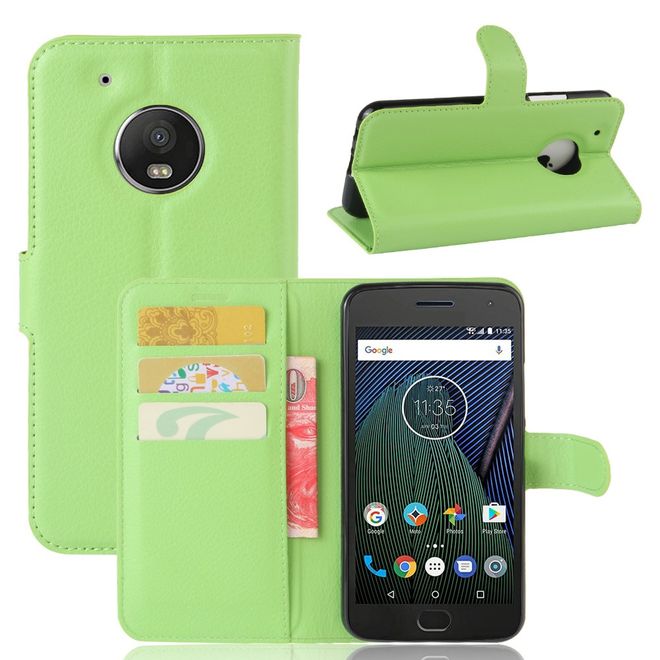 Étui pour Lenovo Moto G5 - Coque en cuir - Motif litchi - Vert
