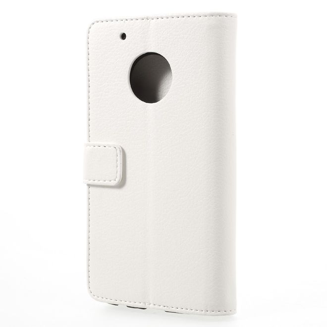Étui pour Lenovo Moto G5 Plus - Coque en cuir - Motif litchi - Blanc