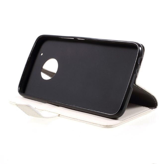 Étui pour Lenovo Moto G5 Plus - Coque en cuir - Motif litchi - Blanc