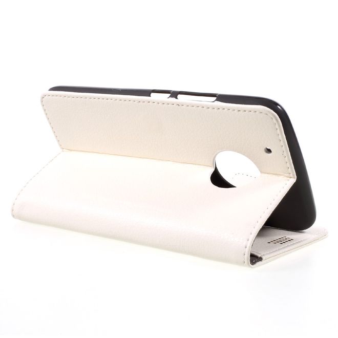 Étui pour Lenovo Moto G5 Plus - Coque en cuir - Motif litchi - Blanc