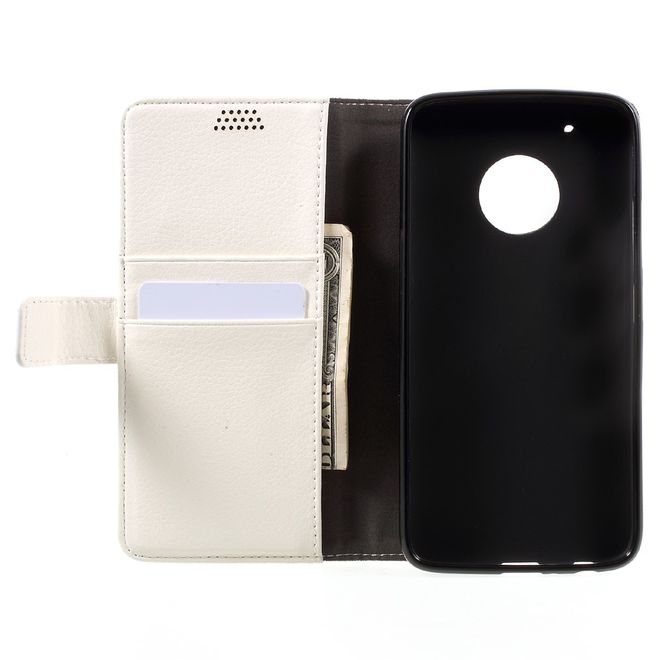 Étui pour Lenovo Moto G5 Plus - Coque en cuir - Motif litchi - Blanc