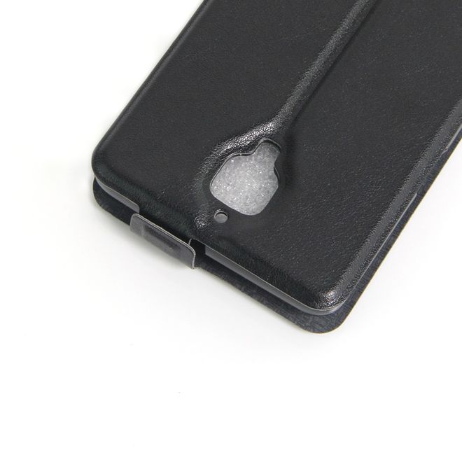 OnePlus 3/3T Handyhülle - Crazy Horse Leder Flipcase - vertikal - mit Foto Fach - schwarz