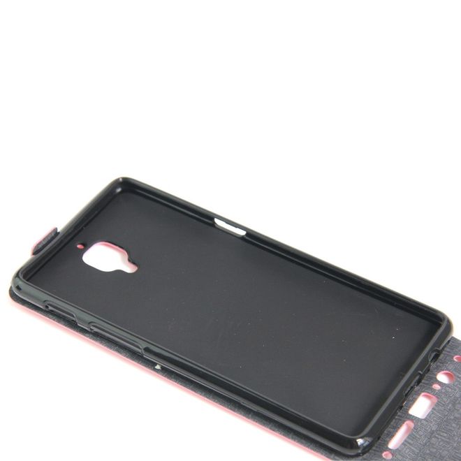 OnePlus 3/3T Handyhülle - Crazy Horse Leder Flipcase - vertikal - mit Foto Fach - schwarz