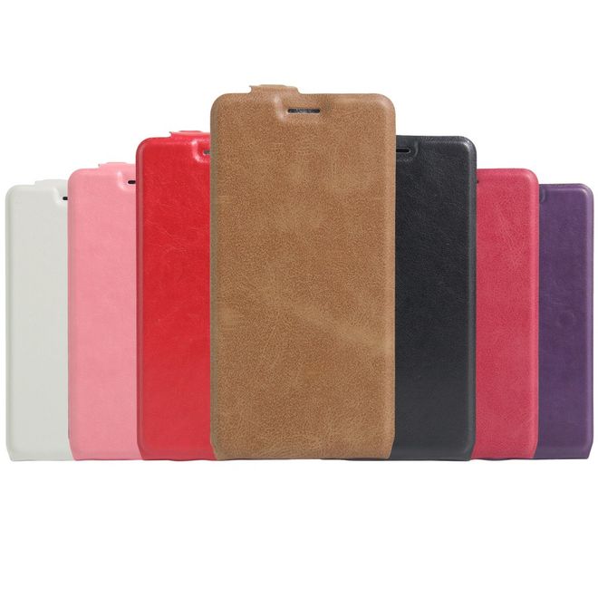 OnePlus 3/3T Handyhülle - Crazy Horse Leder Flipcase - vertikal - mit Foto Fach - schwarz