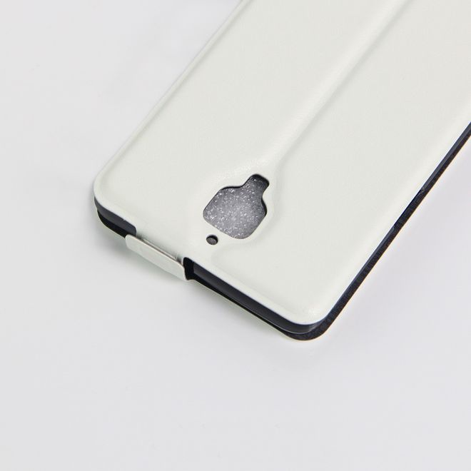 OnePlus 3/3T Handyhülle - Crazy Horse Leder Flipcase - vertikal - mit Foto Fach - weiss