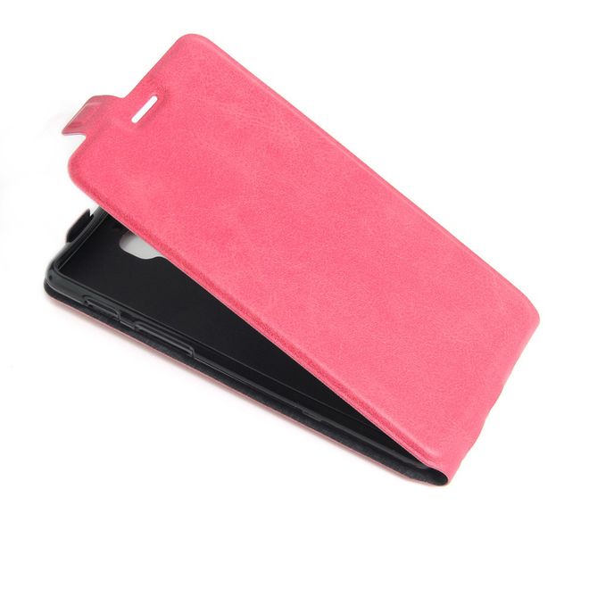 OnePlus 3/3T Handyhülle - Crazy Horse Leder Flipcase - vertikal - mit Foto Fach - rosa