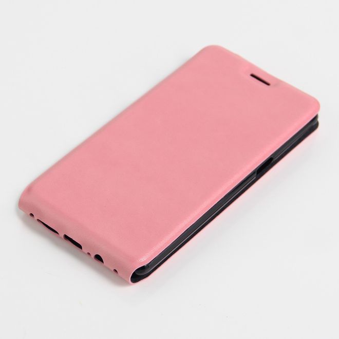 OnePlus 3/3T Handyhülle - Crazy Horse Leder Flipcase - vertikal - mit Foto Fach - pink
