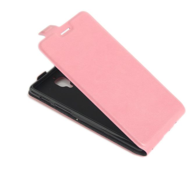 OnePlus 3/3T Handyhülle - Crazy Horse Leder Flipcase - vertikal - mit Foto Fach - pink