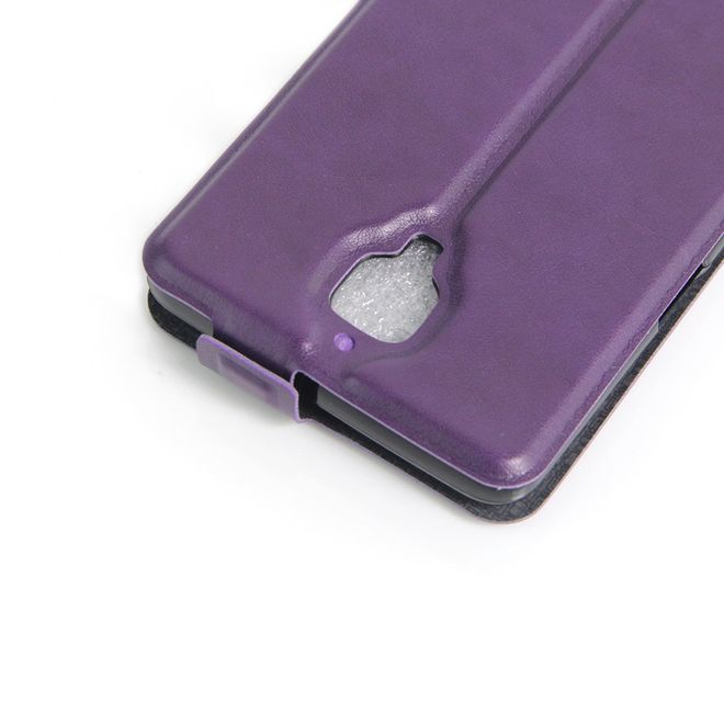 OnePlus 3/3T Handyhülle - Crazy Horse Leder Flipcase - vertikal - mit Foto Fach - purpur
