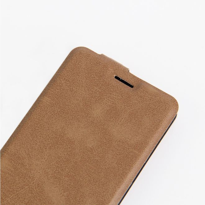 OnePlus 3/3T Handyhülle - Crazy Horse Leder Flipcase - vertikal - mit Foto Fach - braun