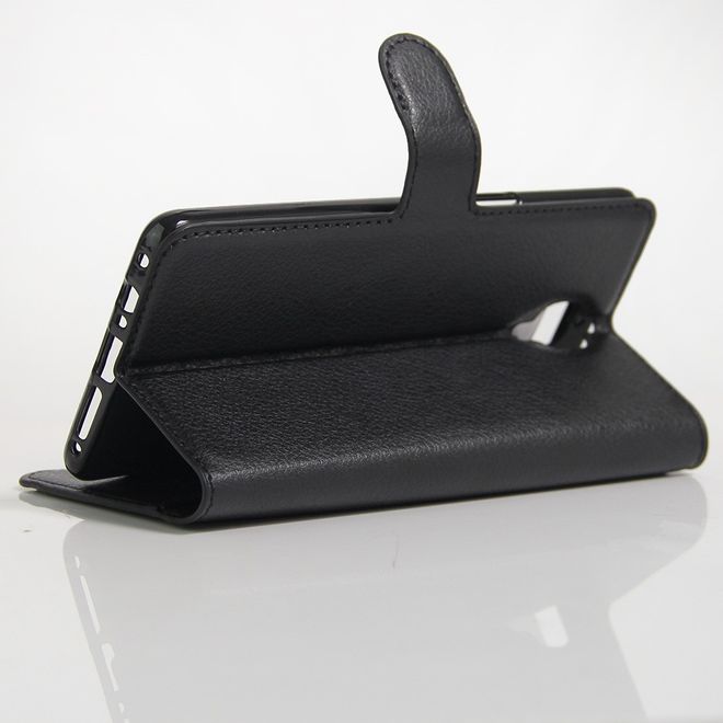 Handyhülle für OnePlus 3/3T - Case aus Leder - mit Litchitextur und Standfunktion - schwarz