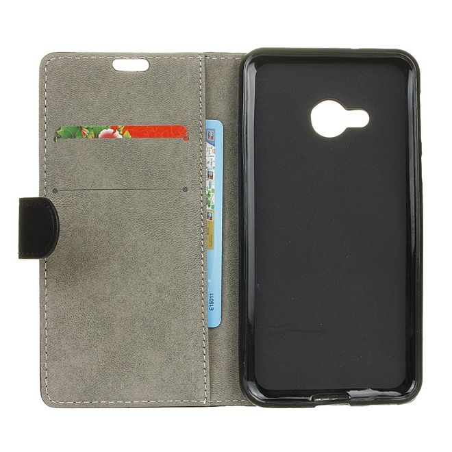 Handy Hülle für HTC U Play - Leder Bookcover - mit Standfunktion - schwarz