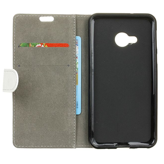 Handy Hülle für HTC U Play - Leder Bookcover - mit Standfunktion - weiss