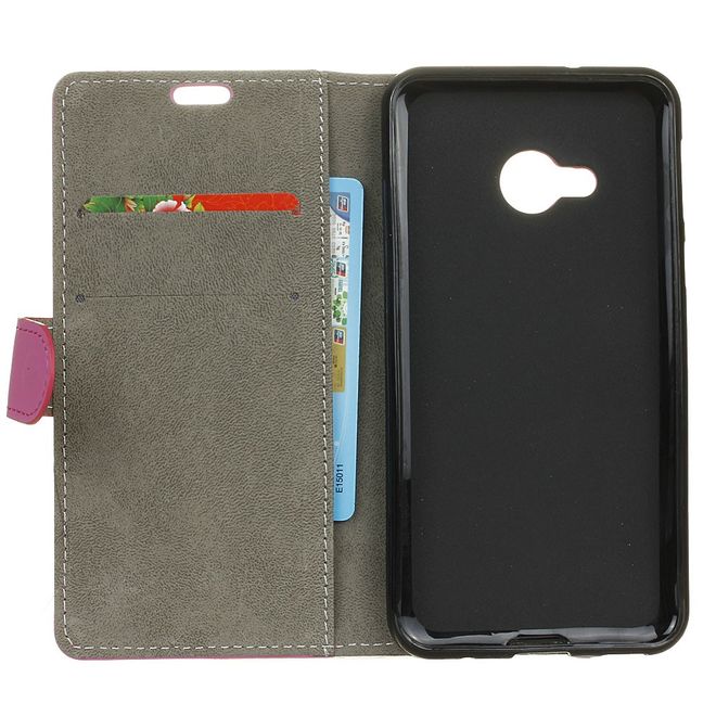 Handy Hülle für HTC U Play - Leder Bookcover - mit Standfunktion - rosa