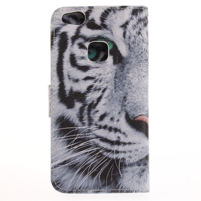 Huawei P10 Lite Handy Cover - Case aus Leder - Tiger mit grünen Augen
