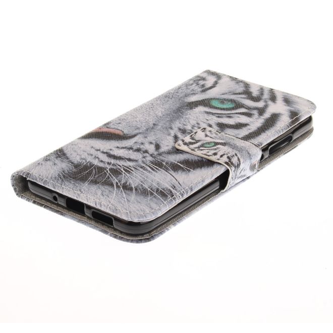Huawei P10 Lite Handy Cover - Case aus Leder - Tiger mit grünen Augen
