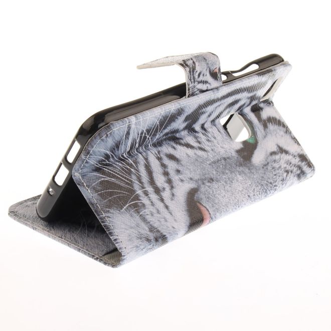 Huawei P10 Lite Handy Cover - Case aus Leder - Tiger mit grünen Augen