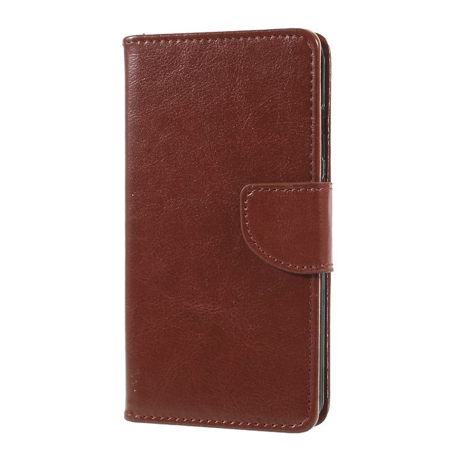 Huawei P10 Lite Handycase - Crazy Horse Leder Hülle - mit Standfunktion - braun