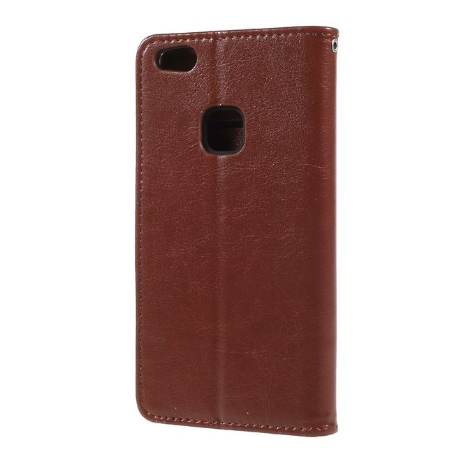 Huawei P10 Lite Handycase - Crazy Horse Leder Hülle - mit Standfunktion - braun