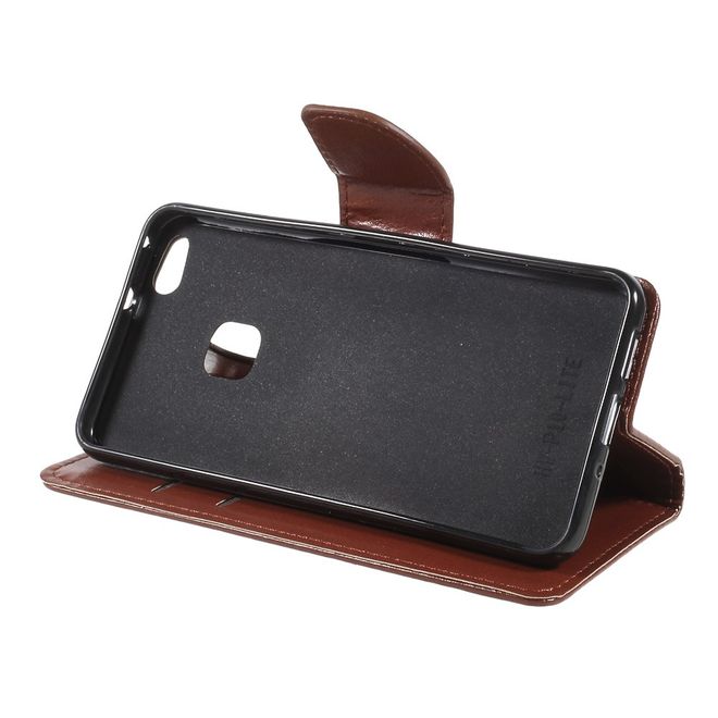 Huawei P10 Lite Handycase - Crazy Horse Leder Hülle - mit Standfunktion - braun