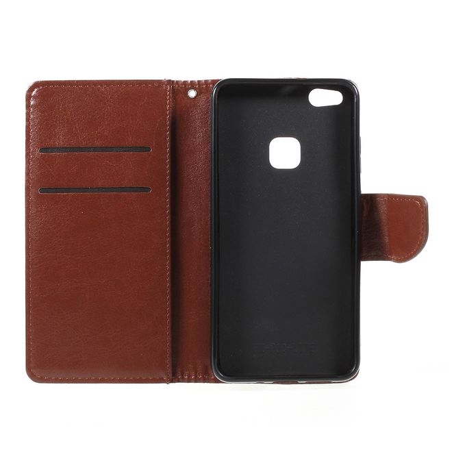 Huawei P10 Lite Handycase - Crazy Horse Leder Hülle - mit Standfunktion - braun