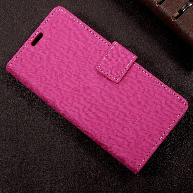 Wiko WIM Lite Handyhülle - Case aus Leder - mit Kreuzmuster - rosa