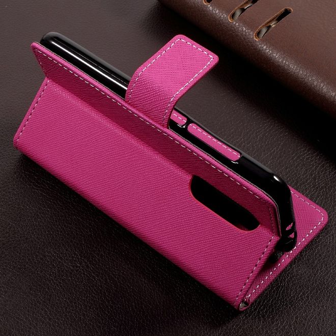 Wiko WIM Lite Handyhülle - Case aus Leder - mit Kreuzmuster - rosa