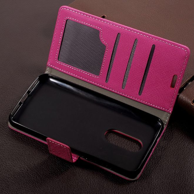Wiko WIM Lite Handyhülle - Case aus Leder - mit Kreuzmuster - rosa