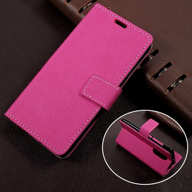 Wiko WIM Lite Handyhülle - Case aus Leder - mit Kreuzmuster - rosa