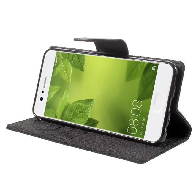 Goospery - Handyhülle für Huawei P10 - Bookcover - Canvas Diary Series - schwarz