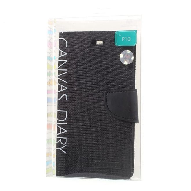 Goospery - Handyhülle für Huawei P10 - Bookcover - Canvas Diary Series - schwarz