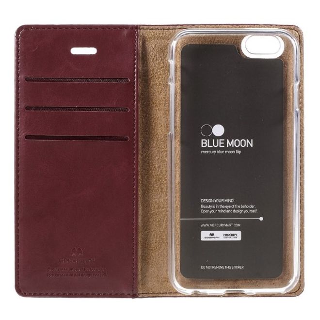 Goospery - Huawei P10 Handyhülle - Case aus Leder - Bluemoon Flip Series - weinrot